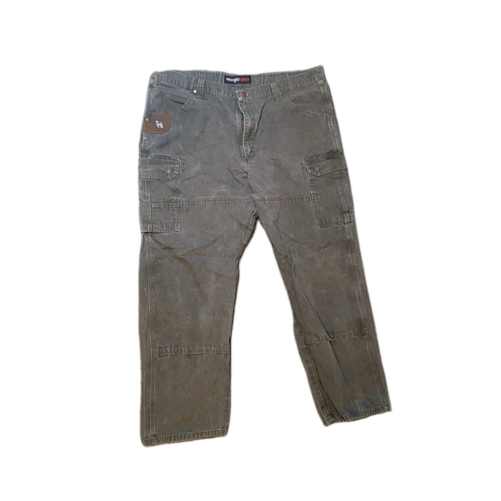 Wrangler Riggs Work Wear Gray Cargo Pants 42x32 Heavy Canvas Grunge Pockets